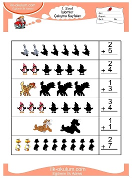 Çocuklar İçin toplam işlemi yaprak testleri 